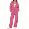Women's Casual Comfortable Two Piece Outfit Zip Up Cardigan and Long Pants Set for Fall Winter