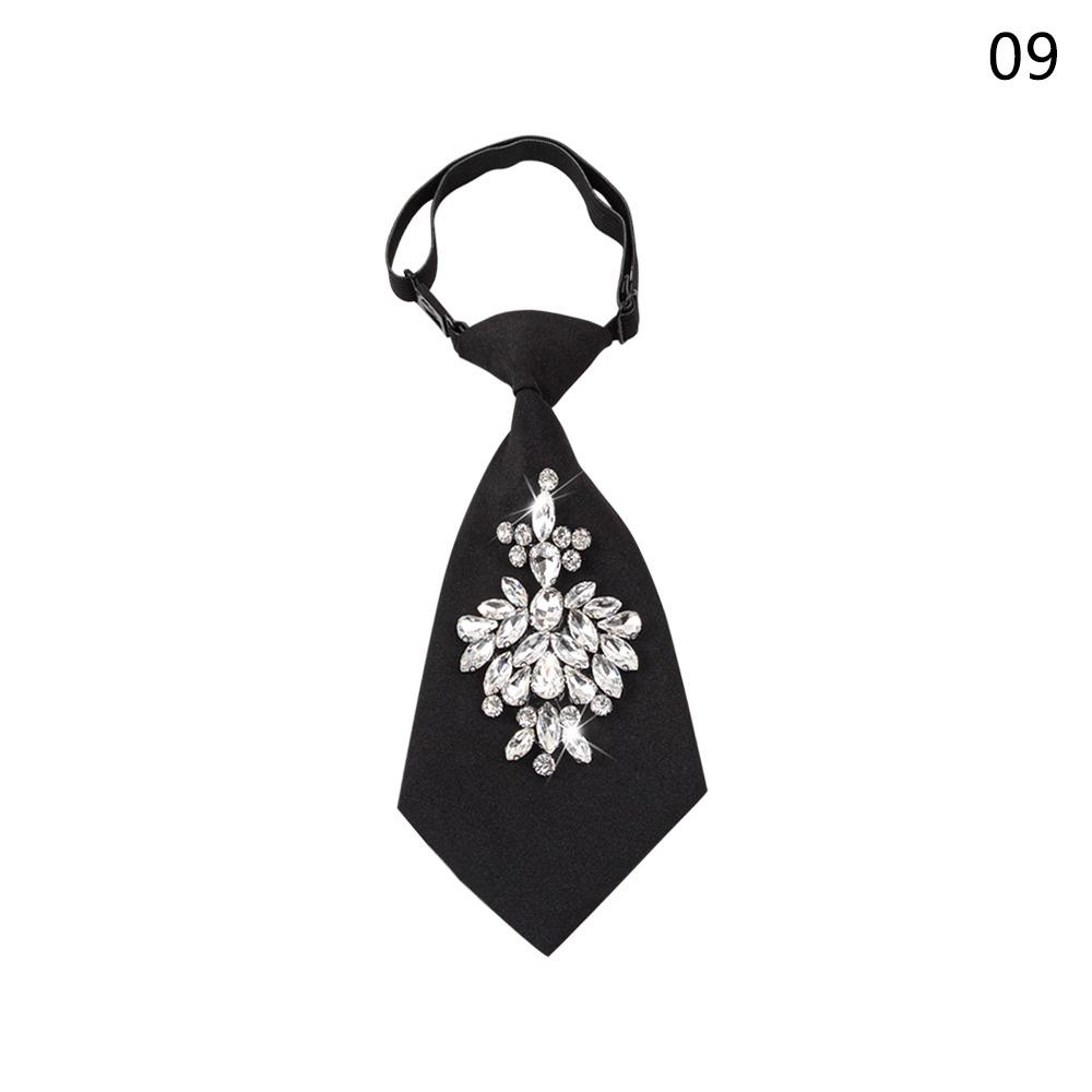 Cravate Punk Mode Pré-nouée JK Preppy Décor Strass Nœud Papillon Vintage Cravate Réglable pour Hommes Femmes Chemise d'Uniforme