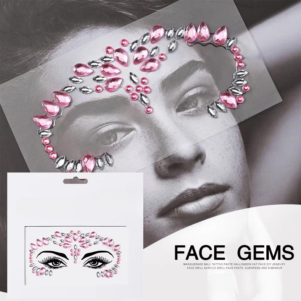 Eco-Friendly Fashion 3D Mermaid Face Gem Crystal Rhinestone Temporary Tattoo Stickers Shiny Glitter for Festival Prom Party
