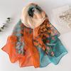 Pretty Gradient Leaves Women Foulard Elegant Chiffon Georgette Bandana Scarf Summer Beach Sun Protection 50*160cm
