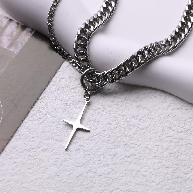 Krzyż Gwiazda Łańcuch Kubański Naszyjnik dla Mężczyzn i Kobiet Ins Hip Hop Zimny Styl Biżuteria Łańcuszek na Obojczyk
