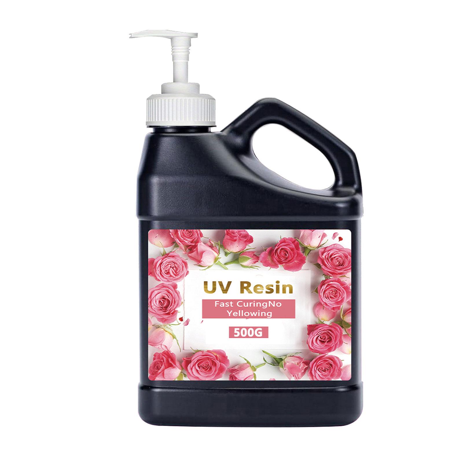 

Большая бутылка УФ-смолы с насосом для профессионального использования УФ-смоляный клей, устойчивый к атмосферным воздействиям УФ-клей для художественных творений 1 розовый