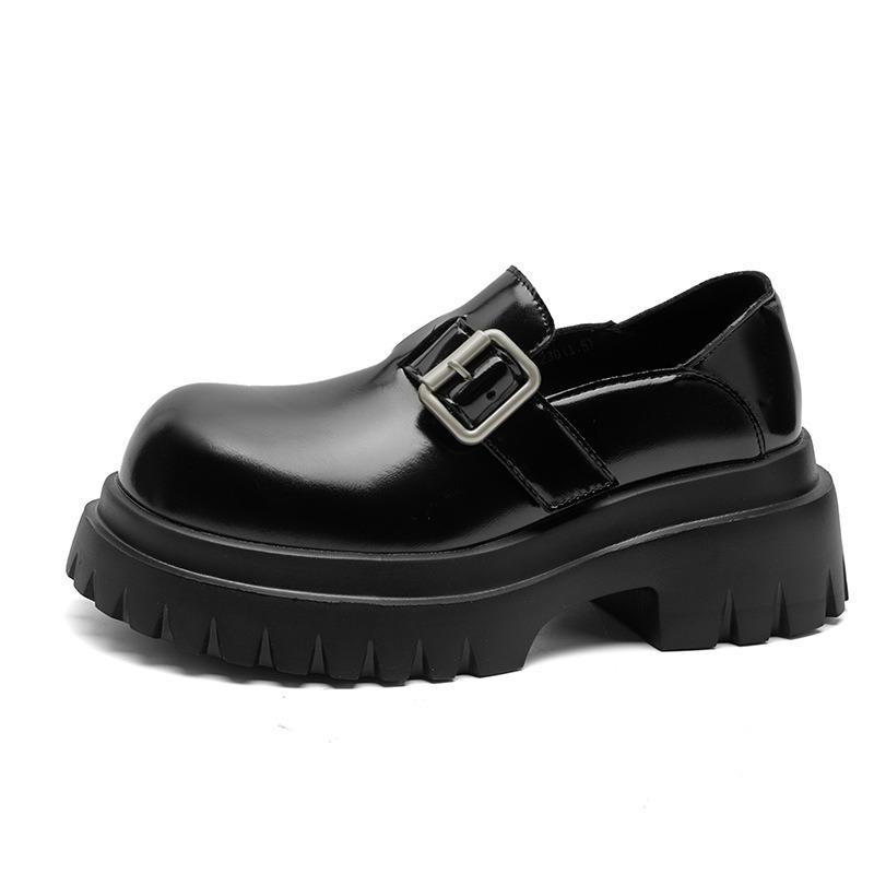 Leather Thick-soled Heightening Children's Spring and Summer New Big Head Small Leather Shoes Thick Heel Single Shoes