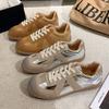 Campus Style Handmade Shoes~ Silver German Training Shoes Women's 2025 New Inner Height Increase Sports and Leisure Flat Shoes Board Shoes