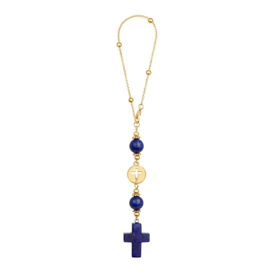 

Car Rearview Mirror Pendant Adjustable Religious Beaded Pendant Stone Bead Bag Charm Christian Gift for Family