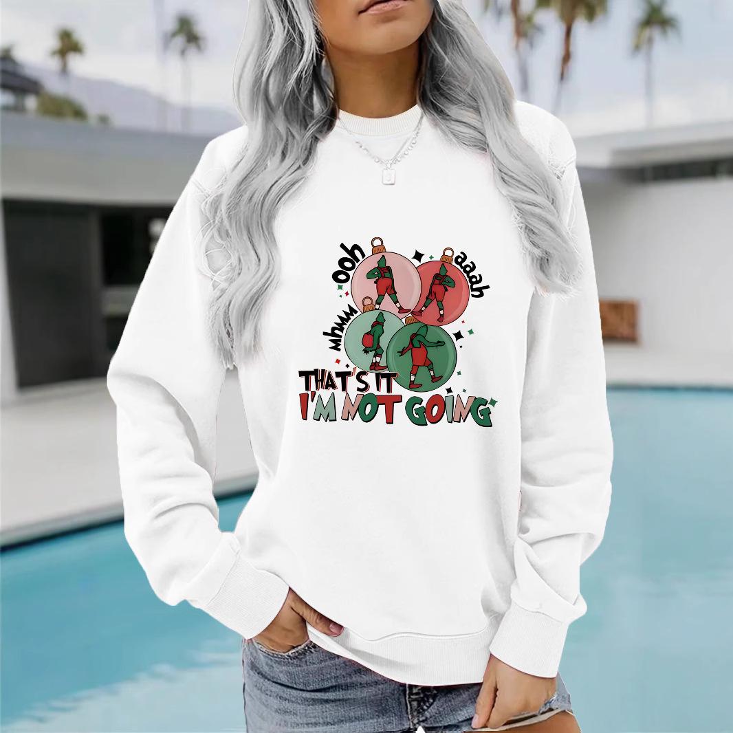 

IMNOT GOING Women s Heavyweight Long-Sleeve Round Neck Pullover Sweatshirt - Autumn/Winter XXXXL чорний