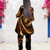 Women Plus Size Round Neck Long Sleeve Printed Layered Top Long Pants Two Piece Set