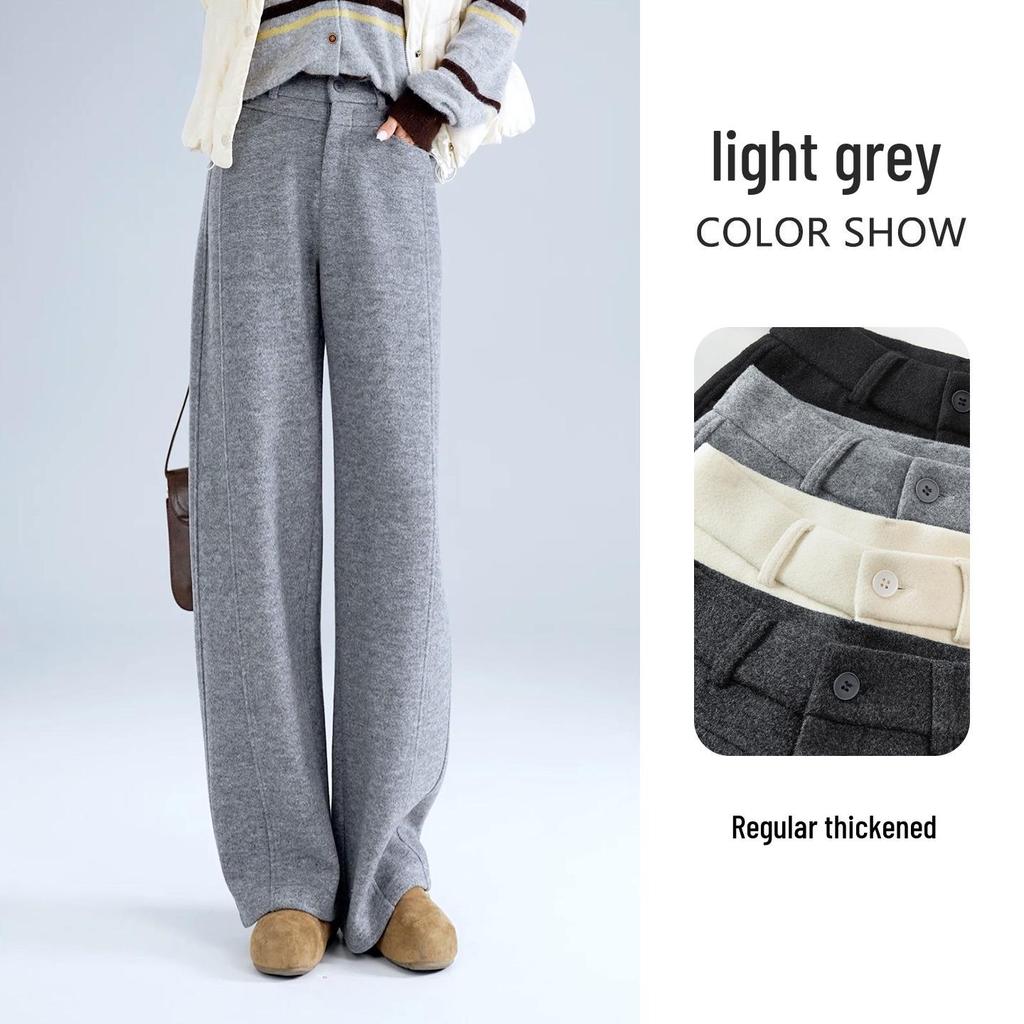 Elegant Minimalist High-Waisted Wool Wide-Leg Pants for Women - Autumn/Winter 2025 Collection