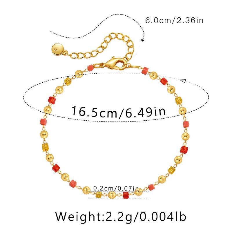 K Gold Plated Crystal Beaded Ethnic Bracelet For Women