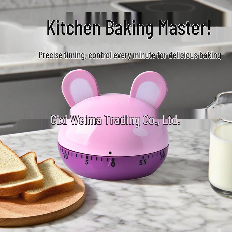 Magnetic Mechanical Kitchen Timer, Battery-Free Rotary Design, Cute for Baking, In Stock