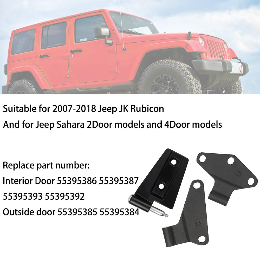 55395386AB 4 Door Hinge Assembly Kits Replace 55395387AB 55395385AC 55395384AC For 2007-2018 Jeep JK Wrangler Inside and Outside