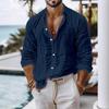 Men's Casual Style Long-Sleeved Business Casual Solid Colour Shirt