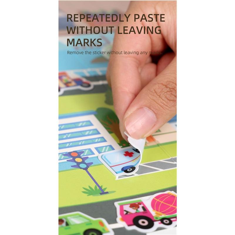 Children's Portable Quiet DIY Reusable Sticker Book Busy Jelly Paste Sticker Multi-scene Bubble Sticker Toys for Fun Learning