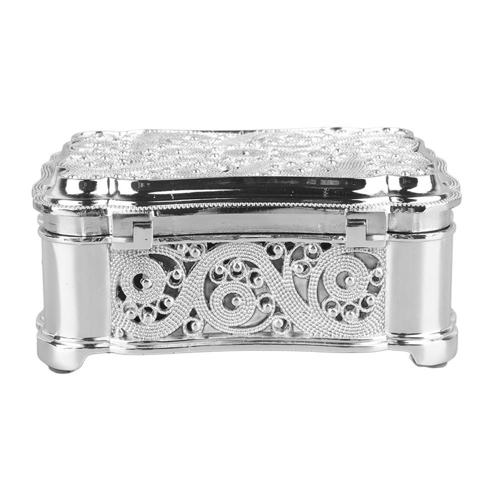 Gold Metal Jewelry Box Alloy Trinket Organizer Decorative Boxes Ring Box Holder  For Ring