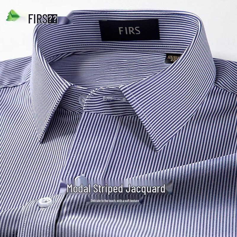 

Shanshan Men s Modal Blend Striped Jacquard Long-Sleeve Shirt with Pocket M