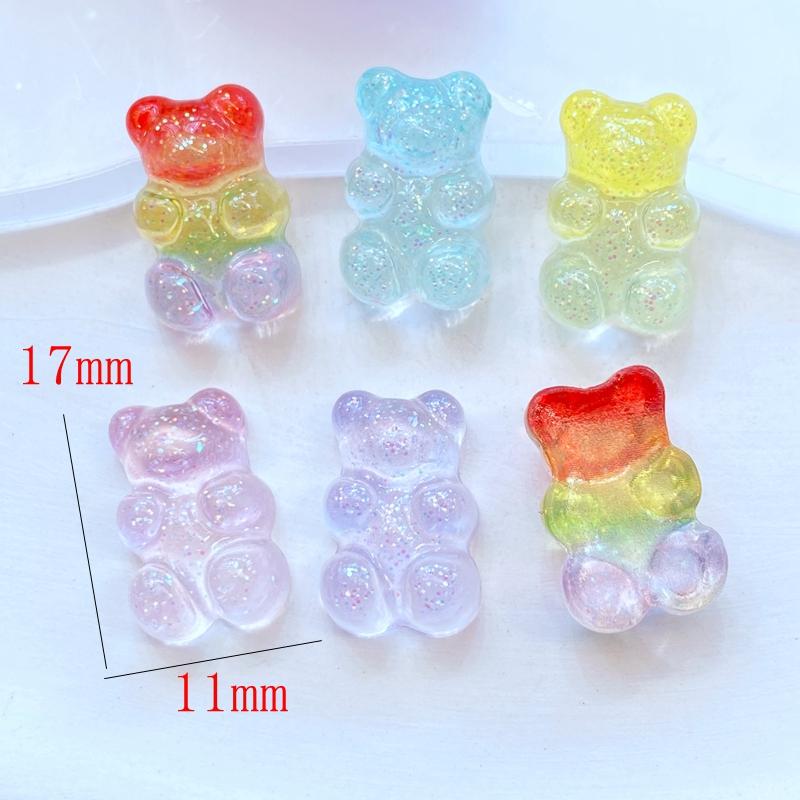 10 Stück Neu Mini Niedlich Glänzend Bär Flache Rückseite Harz Scrapbooking DIY Schmuck Handwerk Dekoration Zubehör