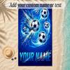 Soccer Theme Soft Beach Towel Personalized Custom Name Text Towel Portable for Beach Pool Travel