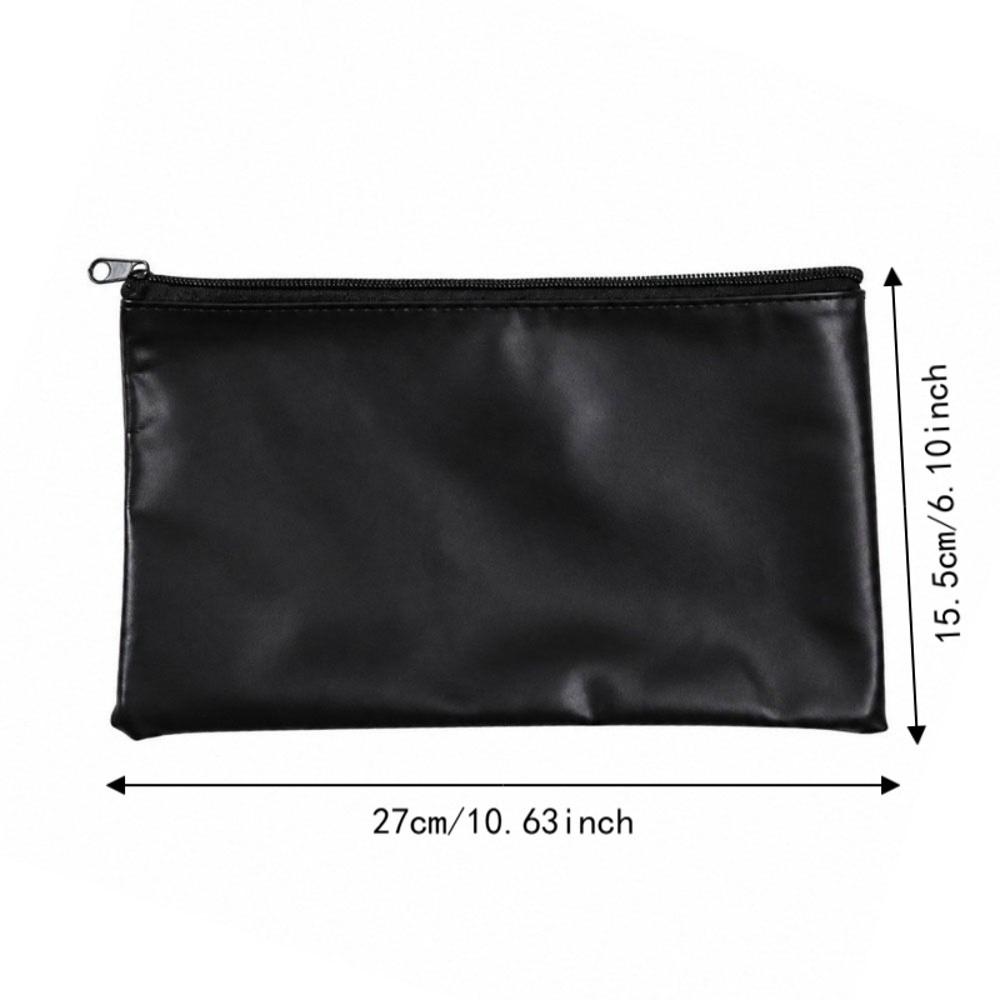Waterproof Pencil Pouch Faux Leather Bank Deposit Bag Practical Money Cash Case  Office Storage