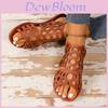 New Hollow Fish Mouth Sandals Women Ethnic Style Buckle Beach Slippers Large Size Pu Rubber Bottom