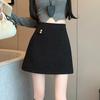 Grauer Wollmischung High-Waist A-Linien Petite Bodycon Rock - Elegante Herbst/Winter 2025 Mode