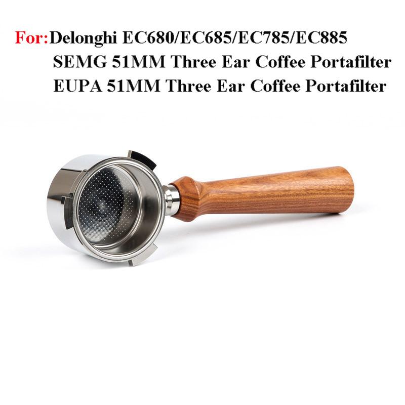 

51мм Портафільтр для Naked Coffee для Delonghi EC680/EC685/EC785/EC885 Ручка для кави з нержавіючої сталі з кошиком на 1/2/4 чашки with 1 2 4 basket