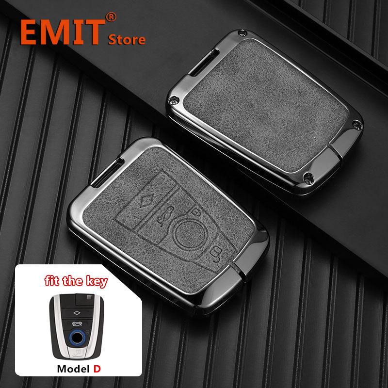 Custodia per chiave auto in lega di zinco e vera pelle adatta per BMW Serie I3 I8 Guscio protettivo Portachiavi Guscio Accessori interni