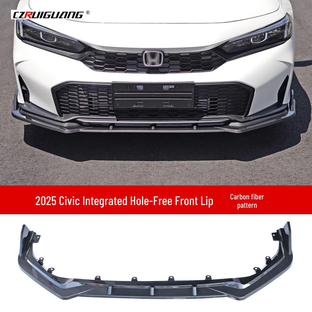 2025 Civic 11.5 Gen Front Splitter: Easy, No-Drill Install for Non-Destructive Front Lip & Body Kit Upgrade.