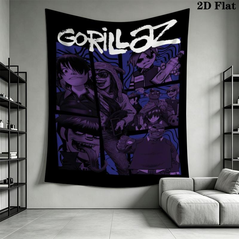 Gorillaz Wall Tapestry Aesthetic Wall Hanging Printed Fabric Blanket Decorative Tapestries for Bedroom Living Room Home Decor