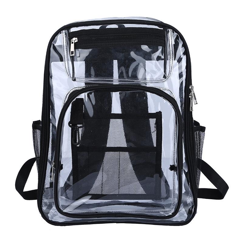 Transparent Waterproof Double-Shoulder Bag for Junior and Senior High School Students Large Capacity Korean Style Simple Casual PVC School Backpack