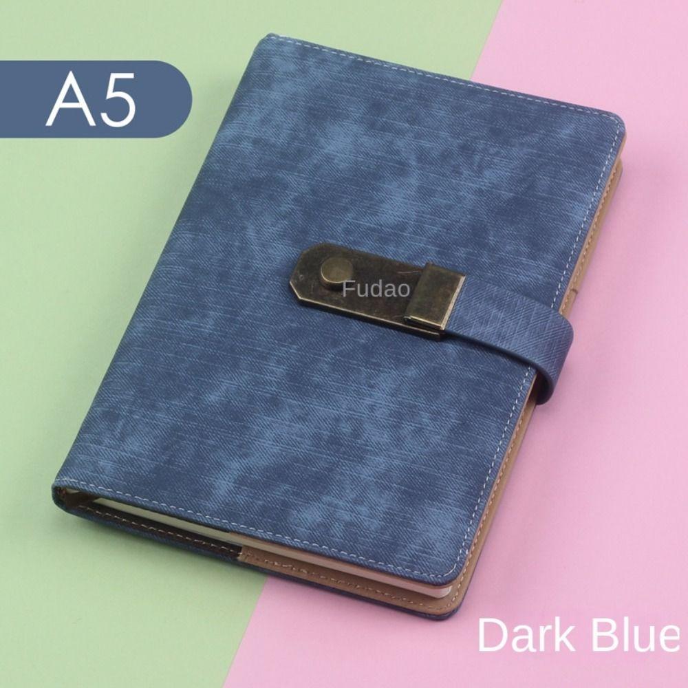 PU Leather Cover Diary Book with Lock Simple Atmosphere A5 Notebook Password Lock Notebook  Office