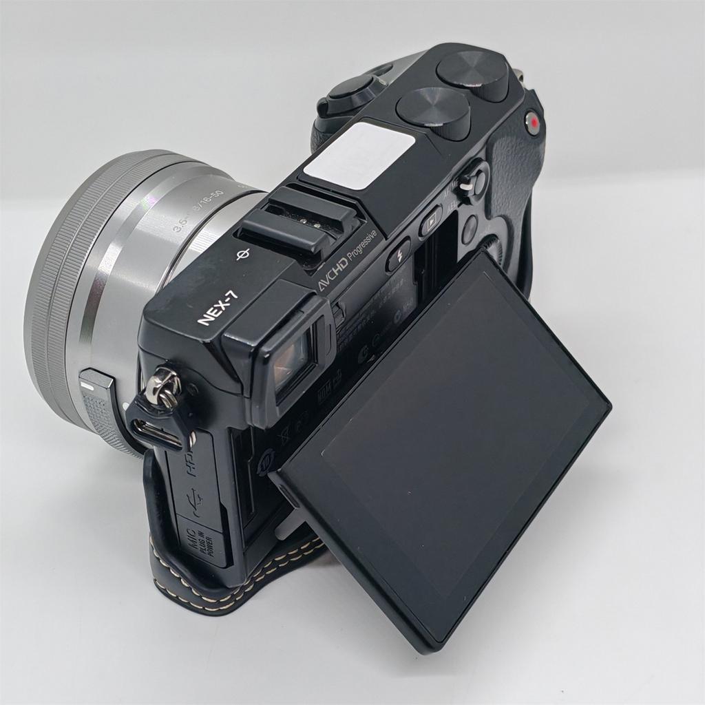 For Sony NEX-7/NEX-6 PU Leather Camera Case Battery Opening Design Half Body Cover with Hand Strap