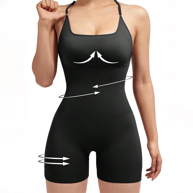 Women's Nude Feel Backless Yoga Jumpsuit - Spring/Summer Fit