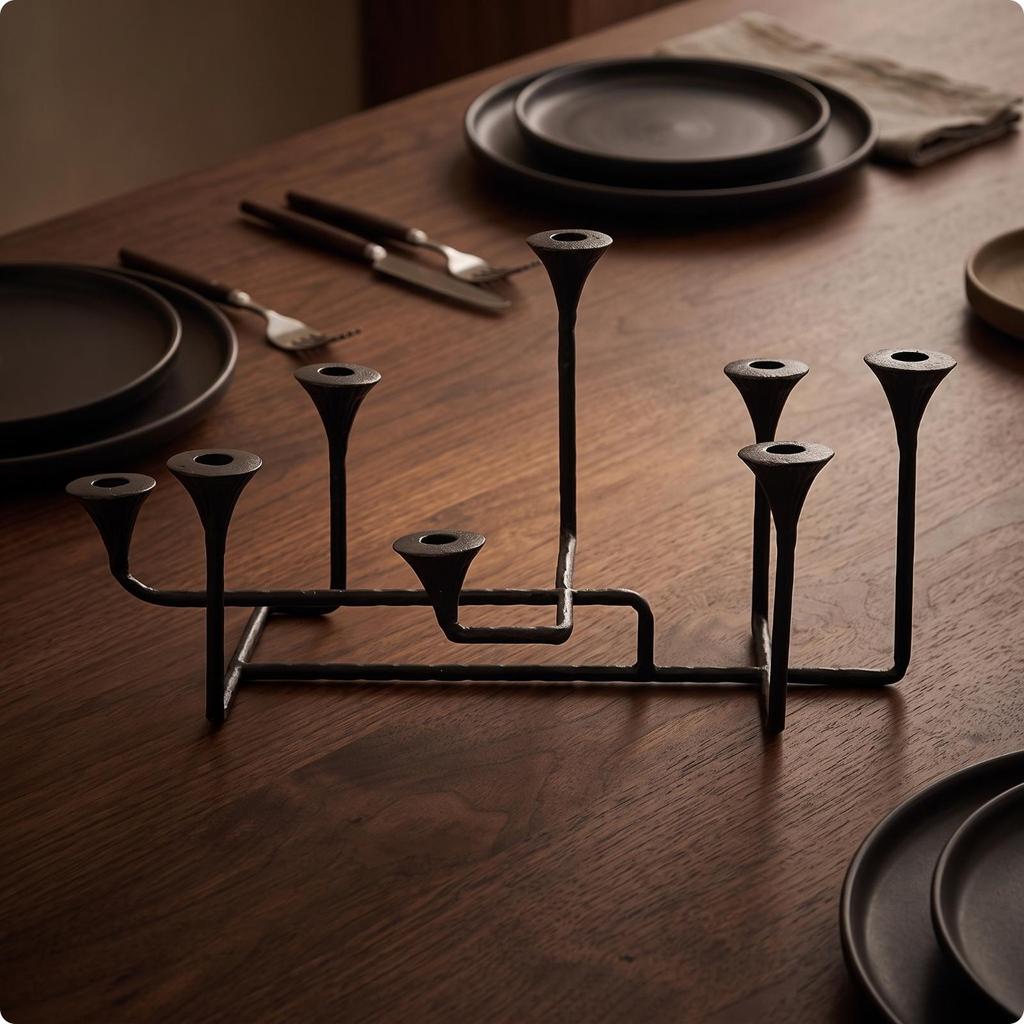 Metal Candlestick Holder Abstract Geometric Candle Elegant for Entryway