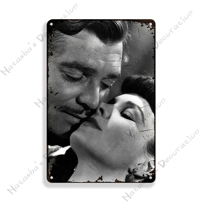 Gone With The Wind Metal Sign Classic Movie Metal Poster Man Cave Garage Vintage Metal Plate Rusty Metal Plaque Industrial Decor