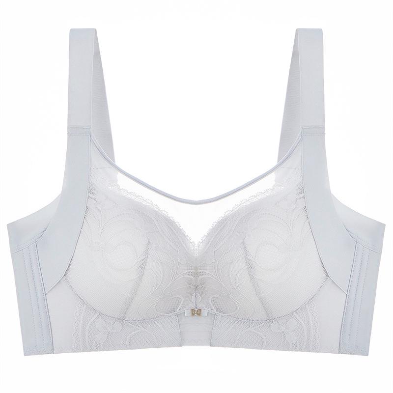 Women's Wirefree Full Coverage Push-Up Lace Minimizer Bra with Side Support and Adjustable Straps