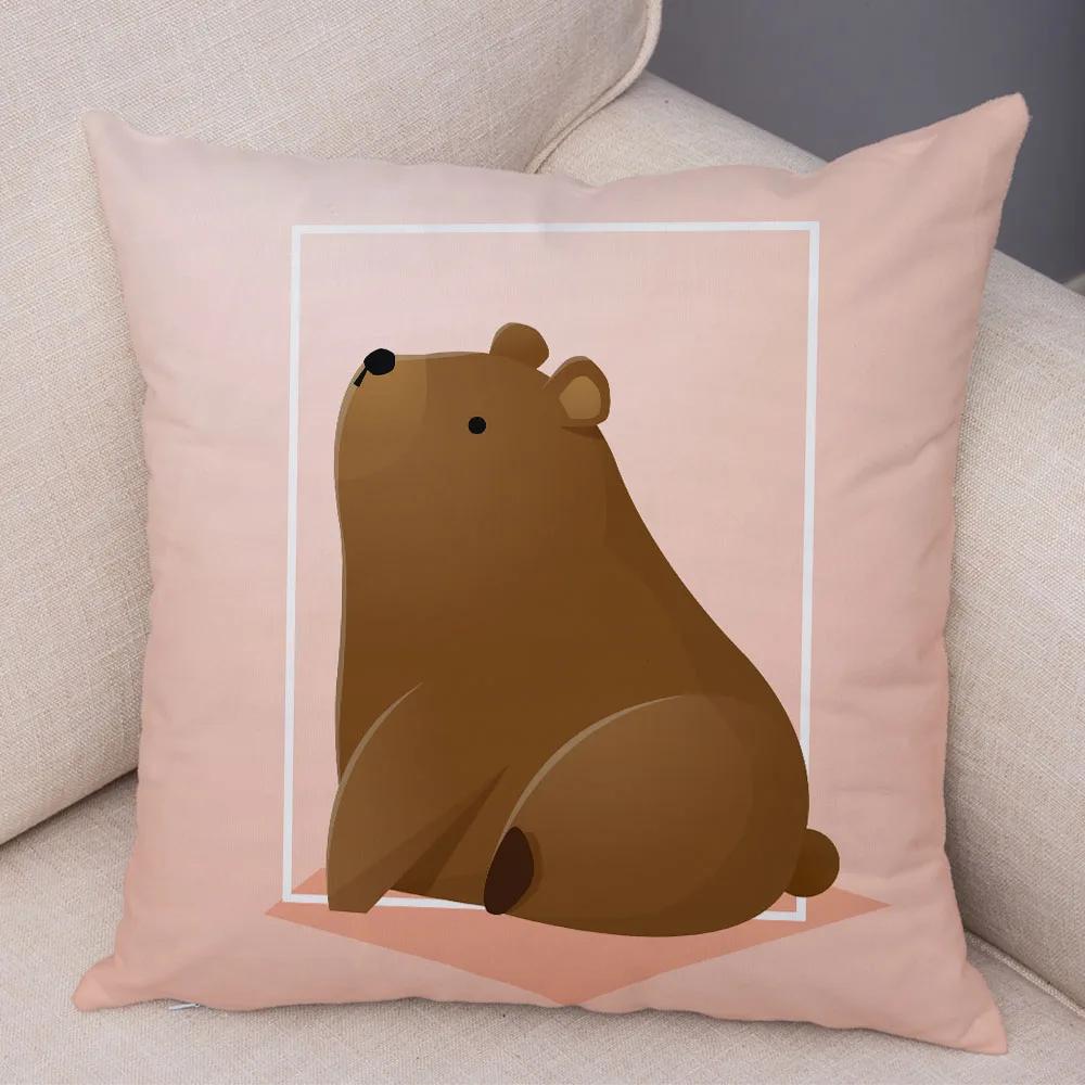 Cute Cartoon Animal Decoration Pillowcase Pig Bear Cow Shark  Sofa Room Cushion Cover Kindergarten Home
