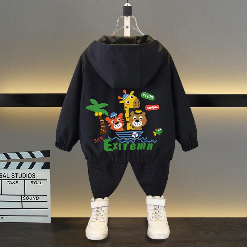 Spring and Autumn Girls Long Sleeved Zippered Cartoon Dinosaur Hooded Windproof Coat Top Children's Wear Jacket Baseball Jacket Models Boys and Girls