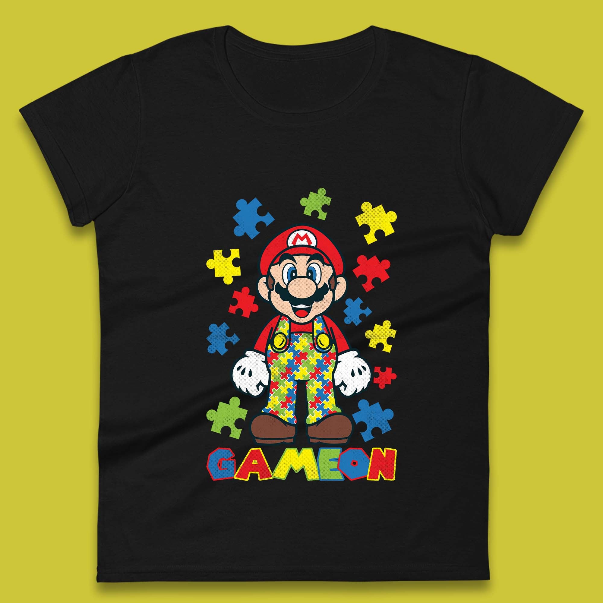 Autism Super Mario Womens T-Shirt Mens Tops Tees Unisex 2XL