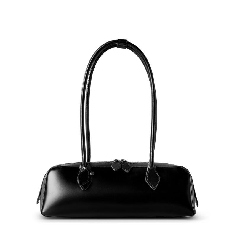 Bolso de hombro único de cuero de vaca de diseño de nicho para mujer, bolso tipo baguette largo, bolso de Año Nuevo