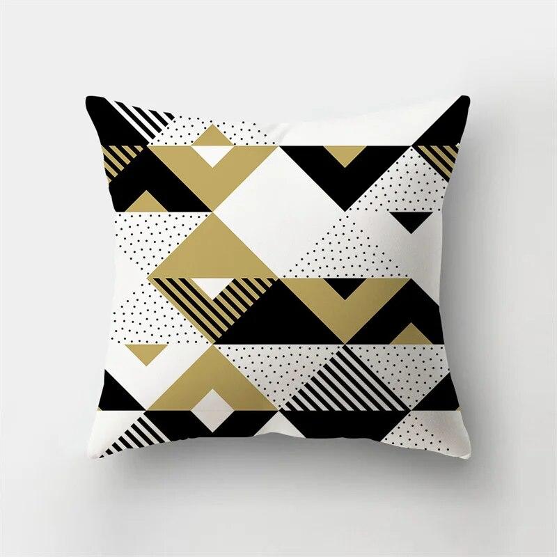 45x45cm Geometric Square Pillowcase Tropical Plant Leaves Short Plush Cushion Cover Sofa Office Seat   Home Decor