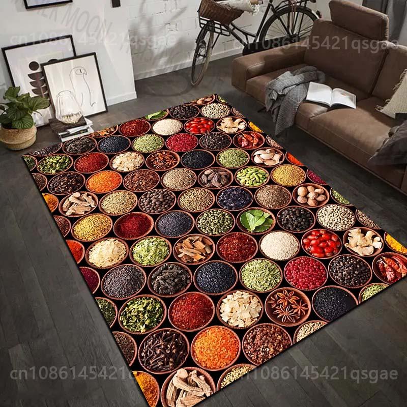Multiple Sizes Colorful Spices Arranged Carpet for Living Room Bedroom Sofa Home Decor Rus Non-slip Floor Mat Luxury Gift