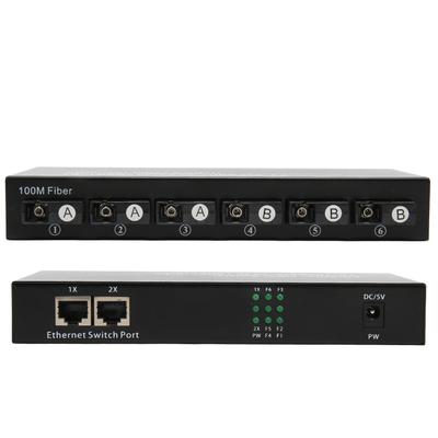 Tx1310nm RX1550nm Ethernet Fiber Switch 6 Optical Port 2 Electrical Port Up To 25km RJ45 Port Fiber