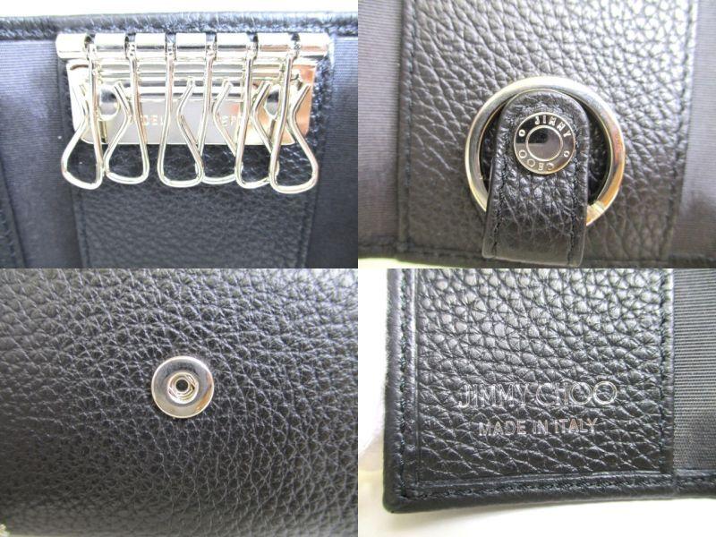 Authentic Jimmy Choo Silver Metal Stars Black Leather 6 Pics Key Case Neptune #9938  Refurbished