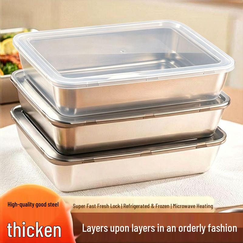 Stainless Steel Multi-Purpose Rectangular Tray for Dumplings & Cooked Food