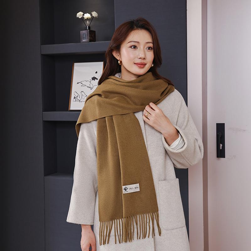 Cashmere Scarf Shawl High End New Wool Scarf Women's Winter Thickened Solid Color Scarf for Men