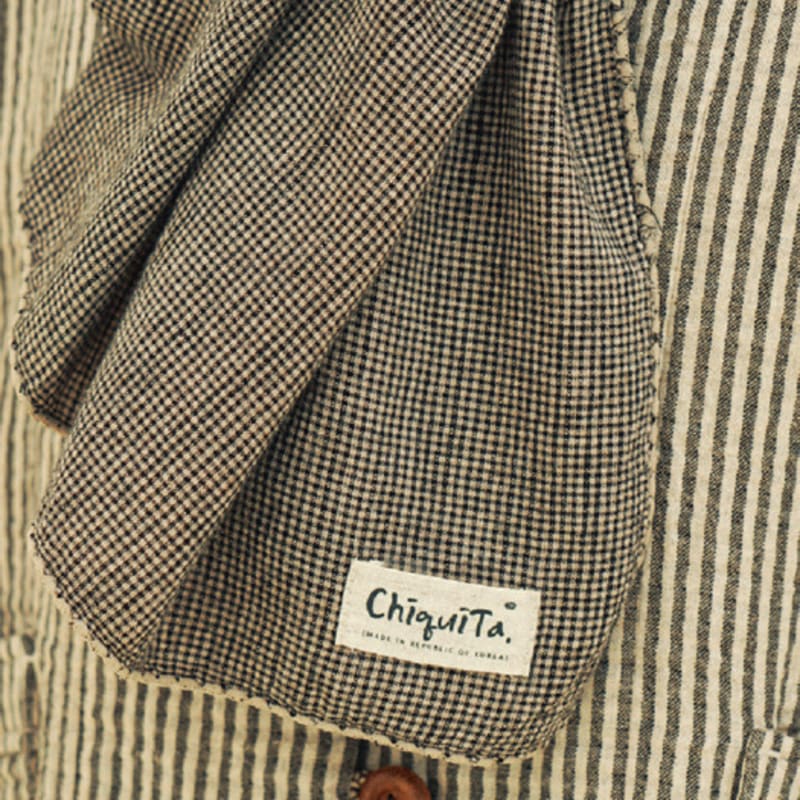 CHIQUITA Long Scarf (Checked Cotton) Beige 243701CBE