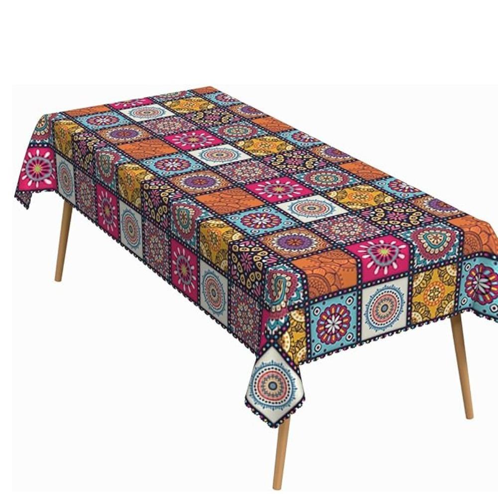 Rectangle Table Cover Ethnic Style Table Protecter Bohemian Mandala Tablecloth Banquet