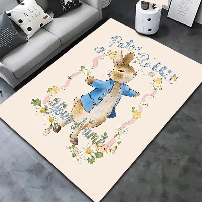 Peter Rabbit Adventure Custom Name Carpet Rug For Living Room Bedroom Home Sofa Decoration Kids Play Nonslip Floor Mat