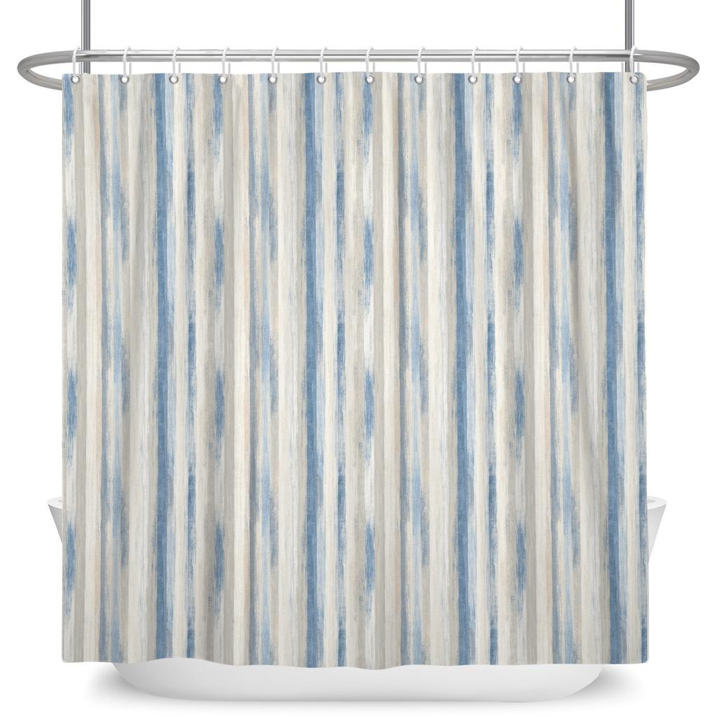 Blue Grey Gradient Texture Shower Curtain Waterproof Bath Curtain Bathroom Decor Nautical Inspired Polyester Fabric With Hooks