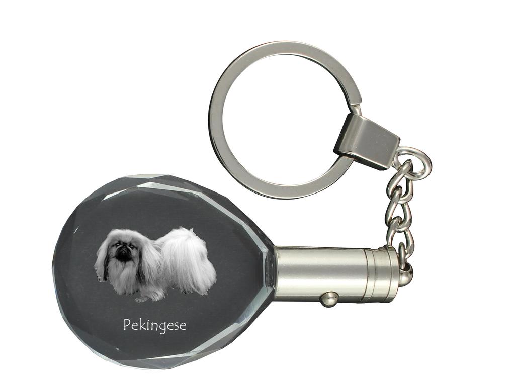 Pekingese, Pekinese, Peke – Pendant with a photo of a dog, crystal key ring in a gift box | Art-Dog